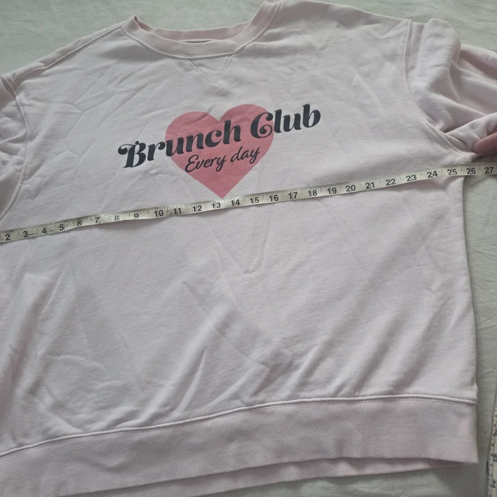 Pink 'Brunch Club' Sweatshirt Wildfox 100% Cotton Crewneck Sweater XL Heart - Picture 8 of 9